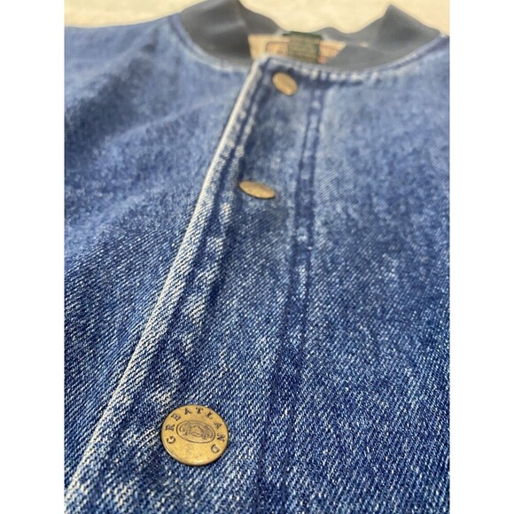 Vintage 80s 90s Sz XXL GREAT LAND Baseball Jacket Denim Beige Blue - Picture 2 of 7